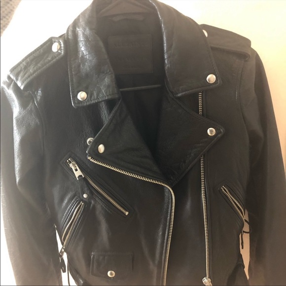 All Saints Leather Motorcycle Jacket with silver hardware - Picture 7 of 8